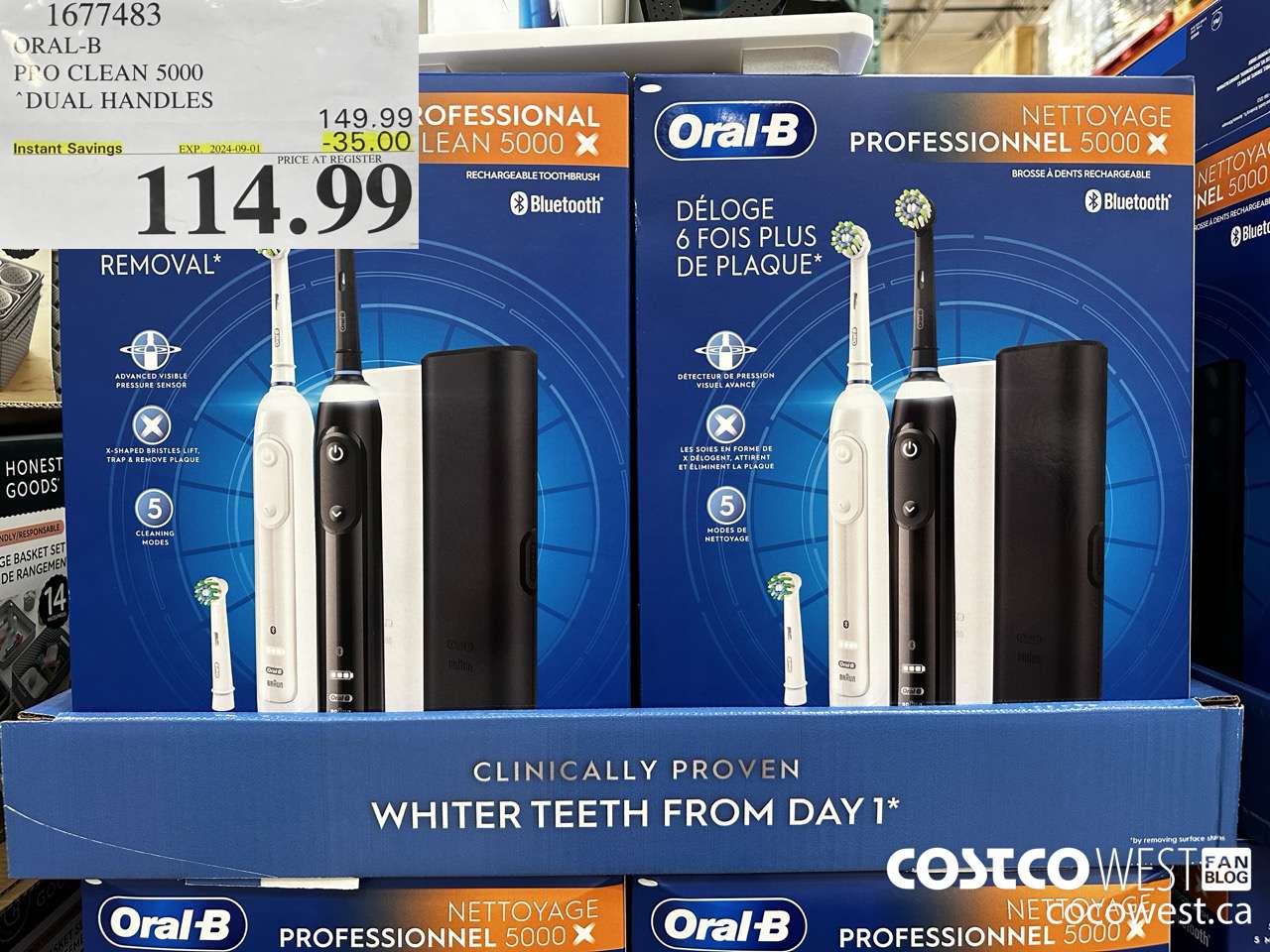 1677483 ORAL-B PRO CLEAM 5000 DUAL HANDLES ($35.00 INSTANT SAVINGS EXPIRES ON 2024-09-01) $114.99