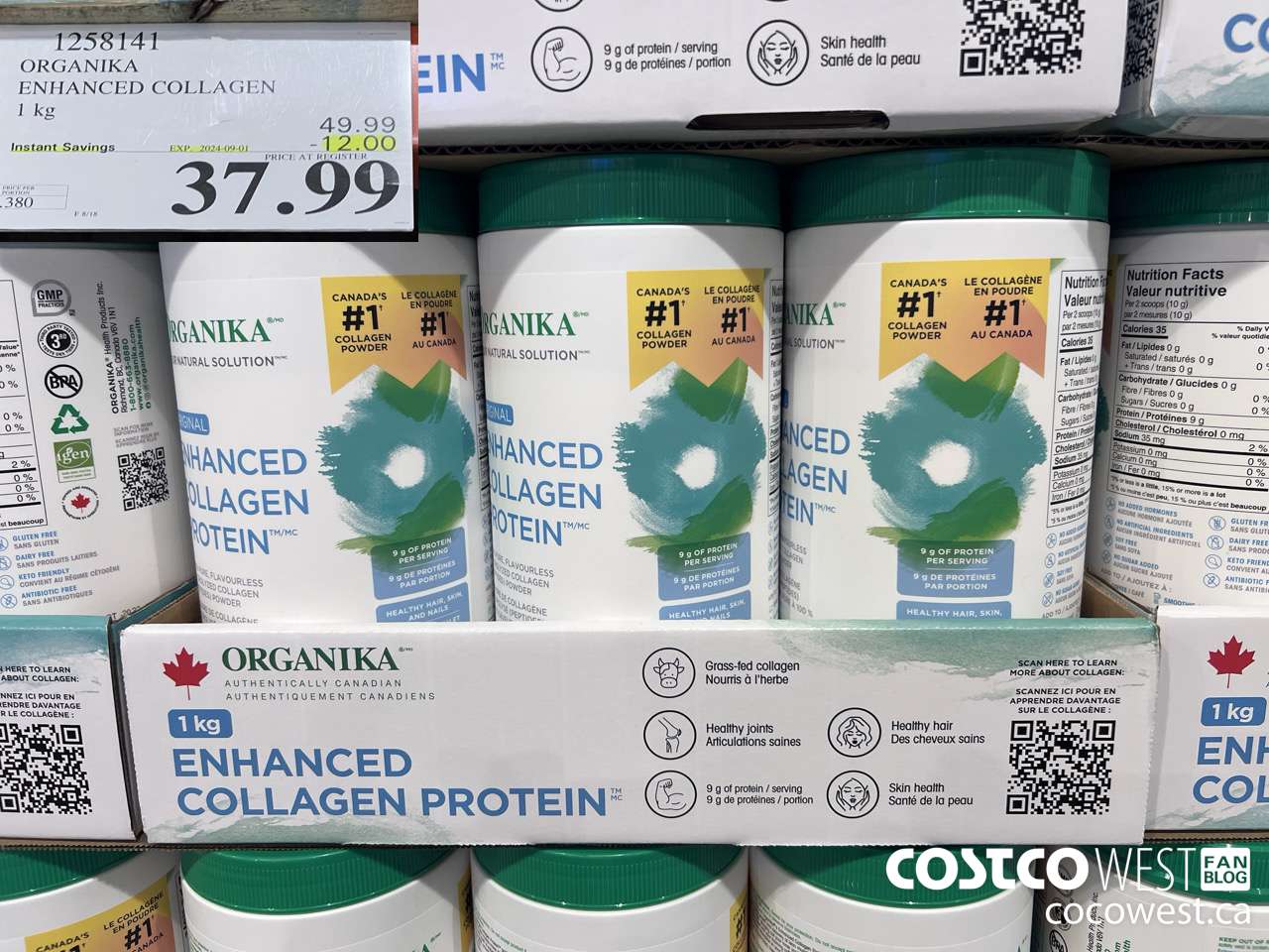 1258141 ORGANIKA ENHANCED COLLAGEN 1 kg ($12.00 INSTANT SAVINGS EXPIRES ON 2024-09-01) $37.99