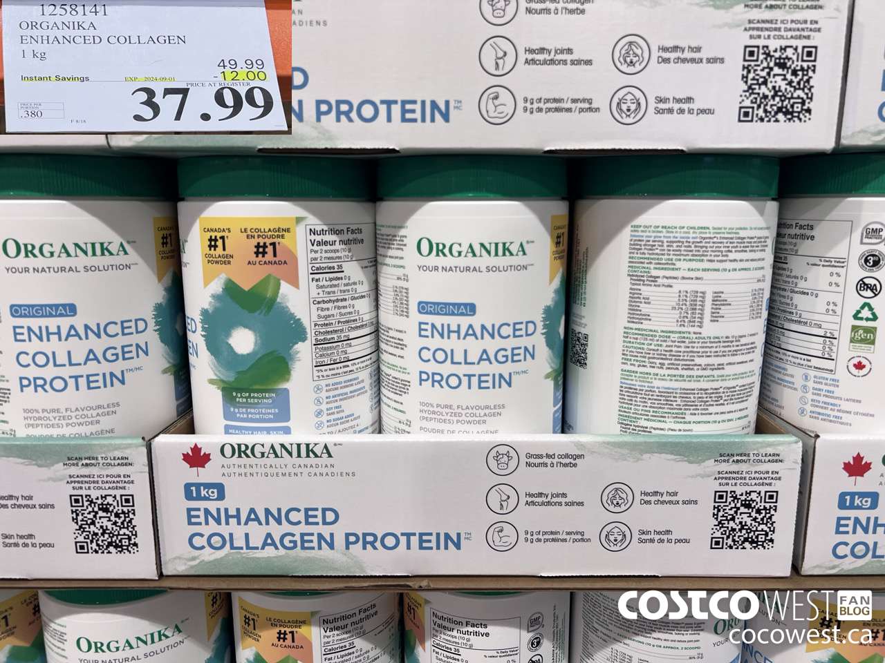 1258141 ORGANIKA ENHANCED COLLAGEN 1 kg ($12.00 INSTANT SAVINGS EXPIRES ON 2024-09-01) $37.99