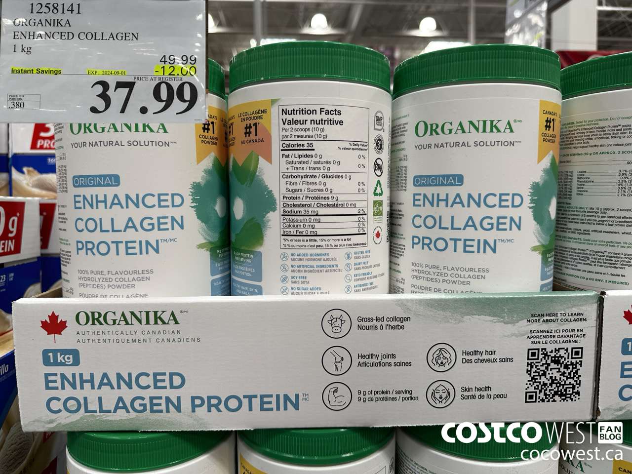 1258141 ORGANIKA ENHANCED COLLAGEN 1 kg ($12.00 INSTANT SAVINGS EXPIRES ON 2024-09-01) $37.99