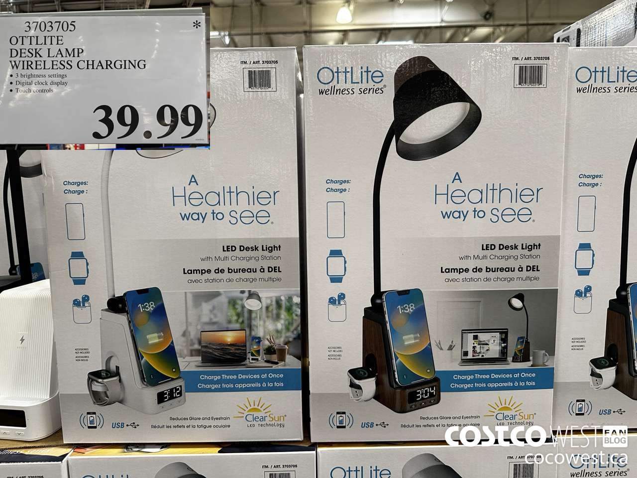 3703705 OTTLITE DESK LAMP WIRELESS CHARGING $39.99