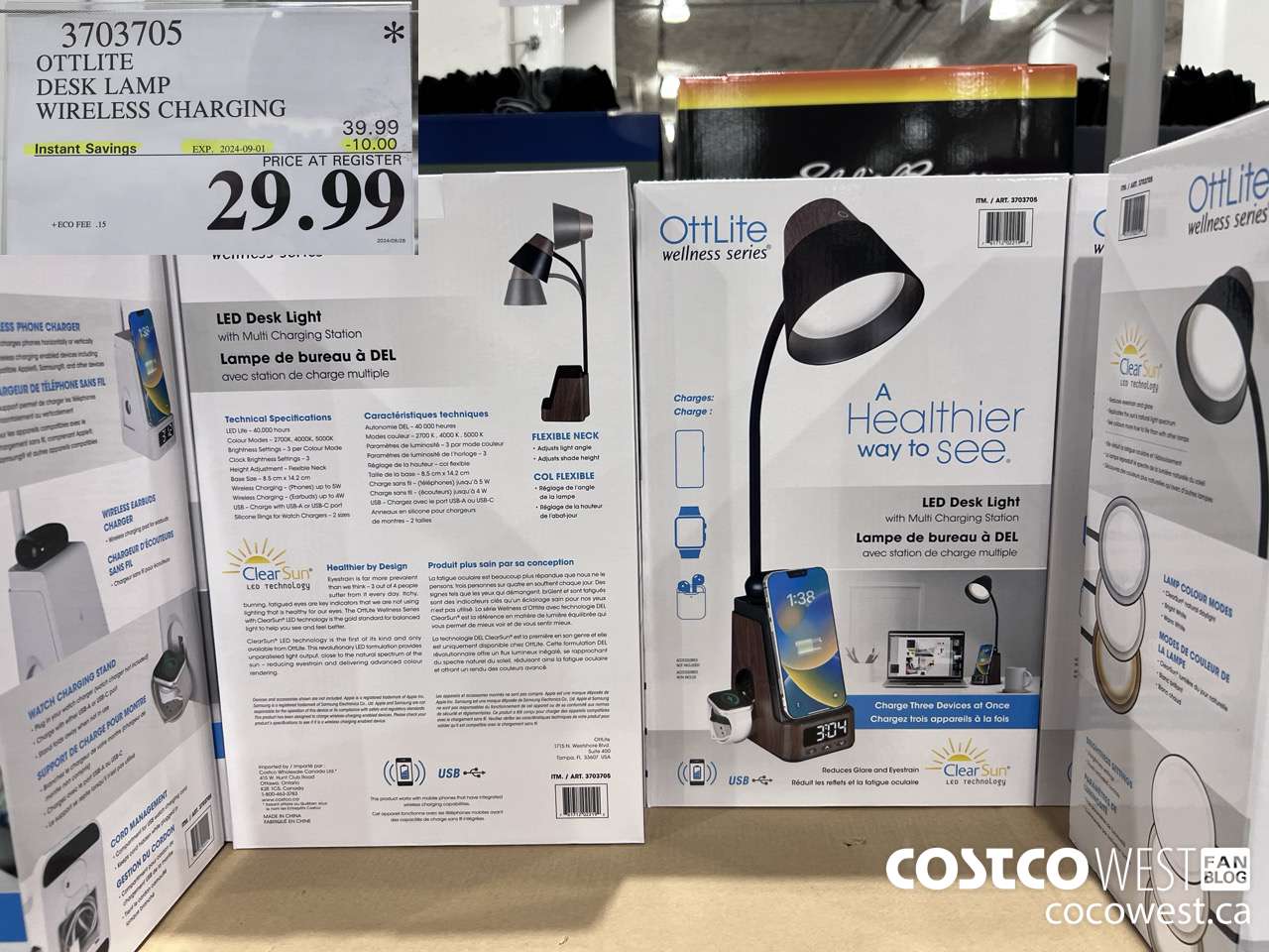 3703705 OTTLITE DESK LAMP WIRELESS CHARGING ($10.00 INSTANT SAVINGS EXPIRES ON 2024-09-01) $29.99