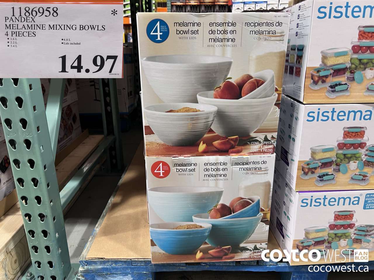 1186958 PANDEX MELAMINE MIXING BOWLS 4 PIECES $14.97