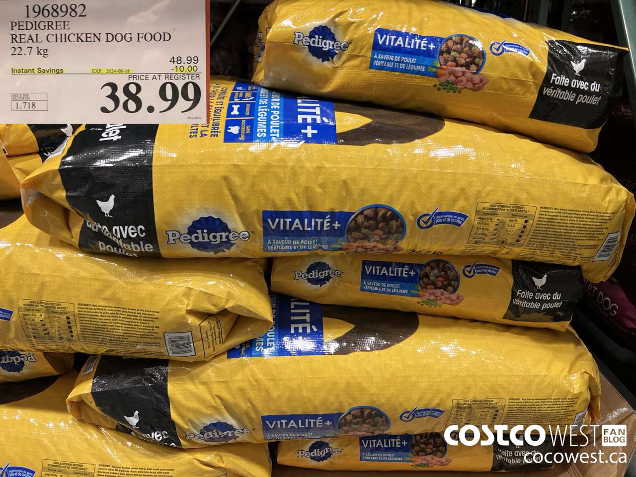 1968982 PEDIGREE REAL CHICKEN DOG FOOD 22.7 kg ($10.00 INSTANT SAVINGS EXPIRES ON 2024-08-18) $38.99