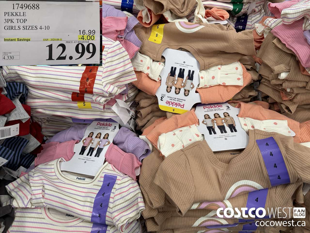 1749688 PEKKLE 3PK TOP GIRLS SIZES 4-10 ($4.00 INSTANT SAVINGS EXPIRES ON 2024-08-11) $12.99