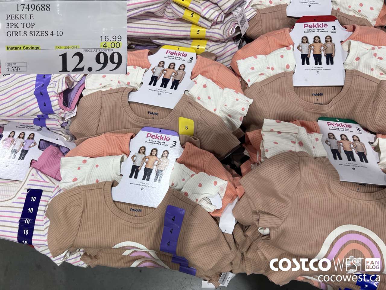 1749688 PEKKLE 3PK TOP GIRLS SIZES 4-10 ($4.00 INSTANT SAVINGS EXPIRES ON 2024-08-11) $12.99