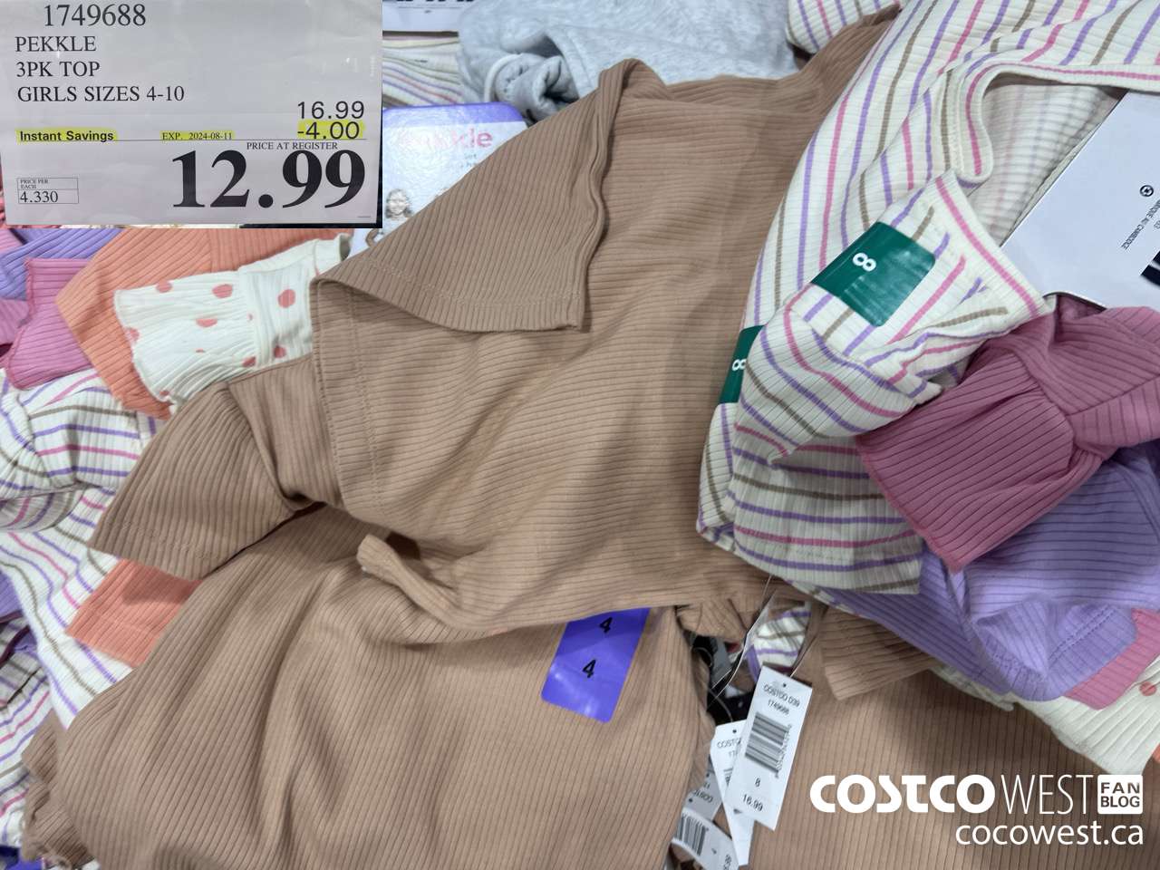 1749688 PEKKLE 3PK TOP GIRLS SIZES 4-10 ($4.00 INSTANT SAVINGS EXPIRES ON 2024-08-11) $12.99