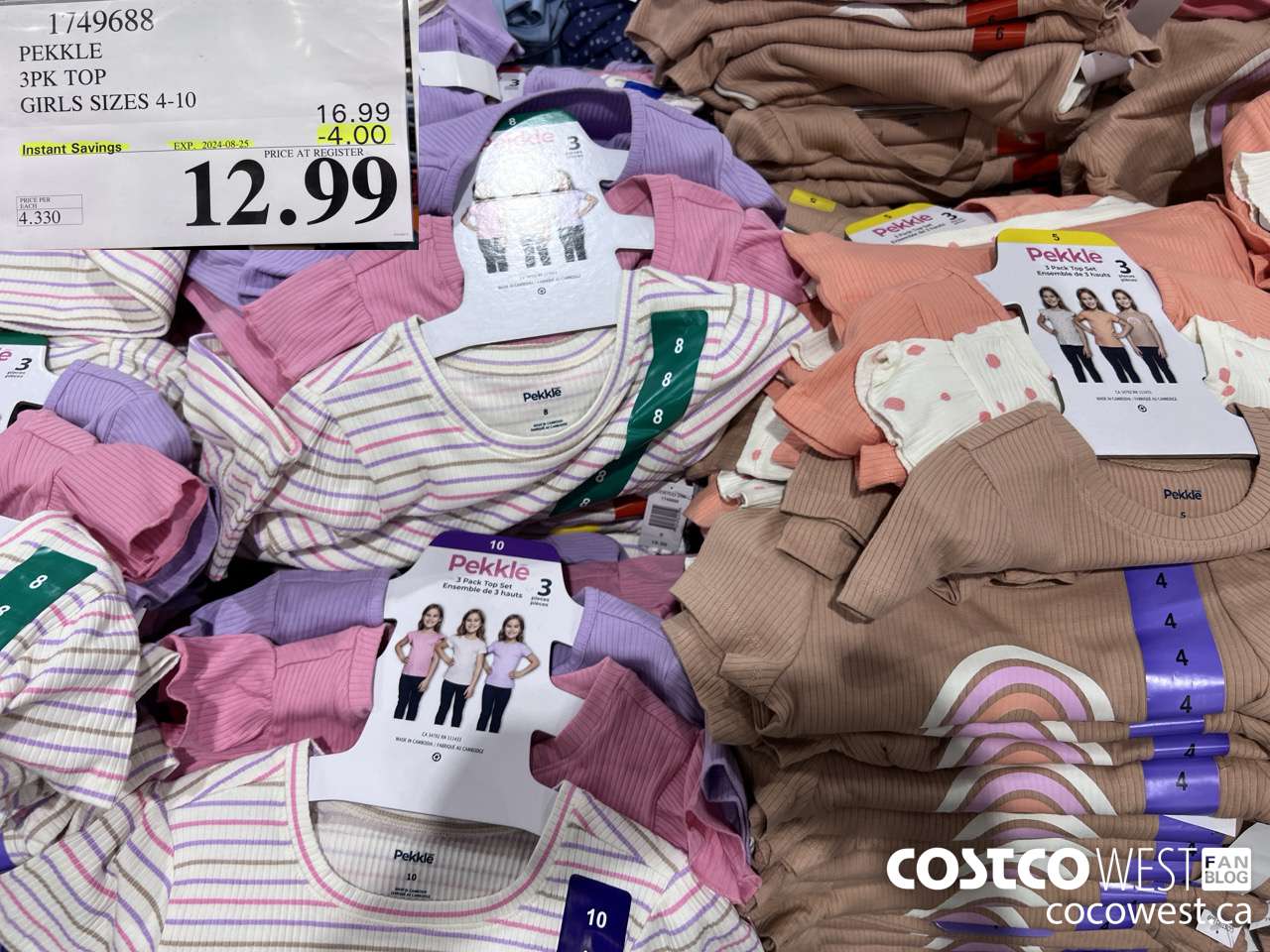 1749688 PEKKLE 3PK TOP GIRLS SIZES 4-10 ($4.00 INSTANT SAVINGS EXPIRES ON 2024-08-25) $12.99