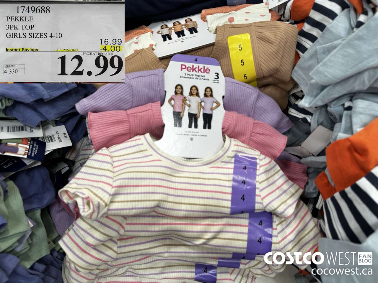 1749688 PEKKLE 3PK TOP GIRLS SIZES 4-10 ($4.00 INSTANT SAVINGS EXPIRES ON 2024-08-25) $12.99