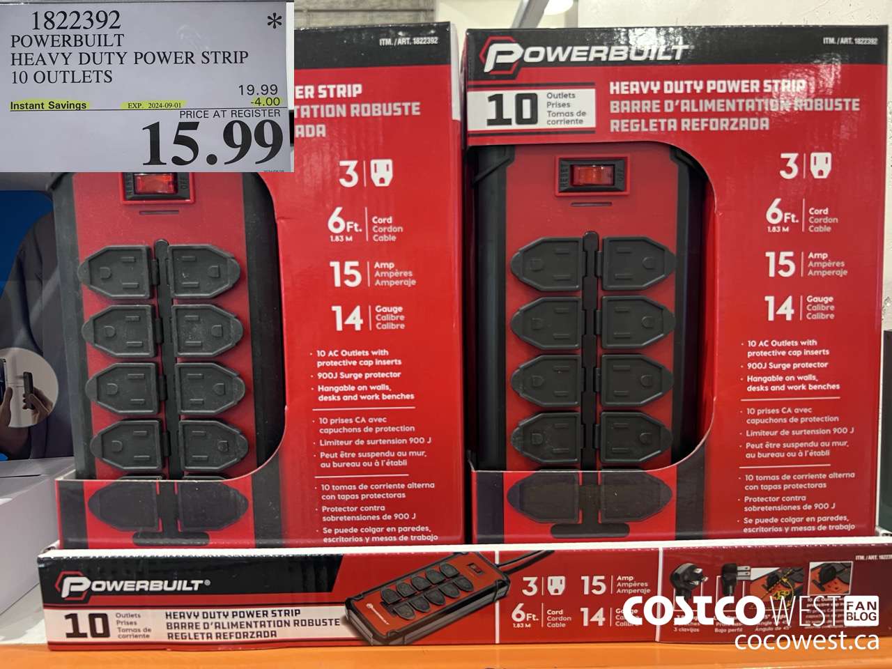 1822392 POWERBUILT HEAVY DUTY POWER STRIP 10 OUTLETS ($4.00 INSTANT SAVINGS EXPIRES ON 2024-09-01) $15.99