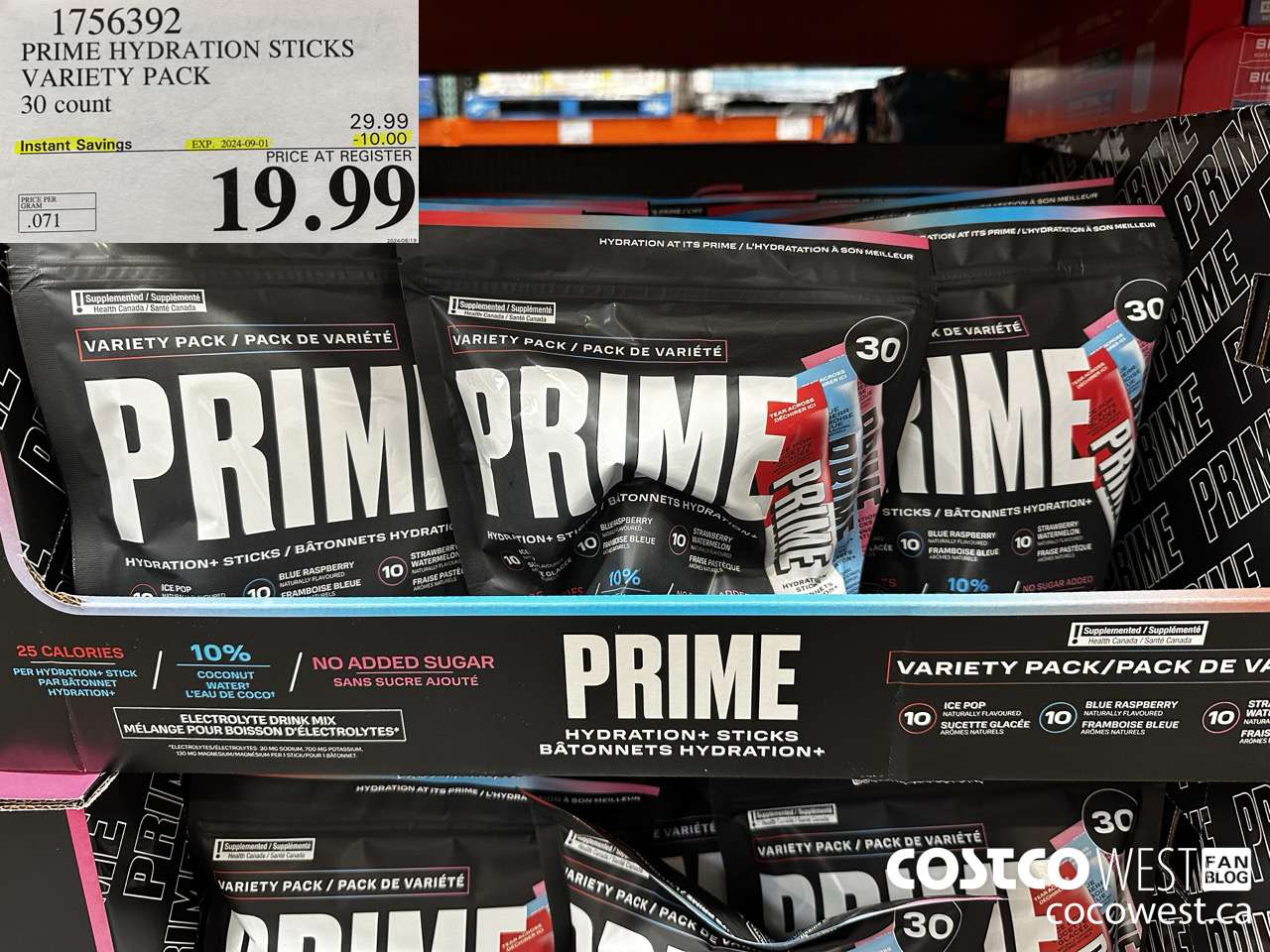 1756392 PRIME HYDRATION STICKS VARIETY PACK 30 COUNT ($10.00 INSTANT SAVINGS EXPIRES ON 2024-09-01) $19.99