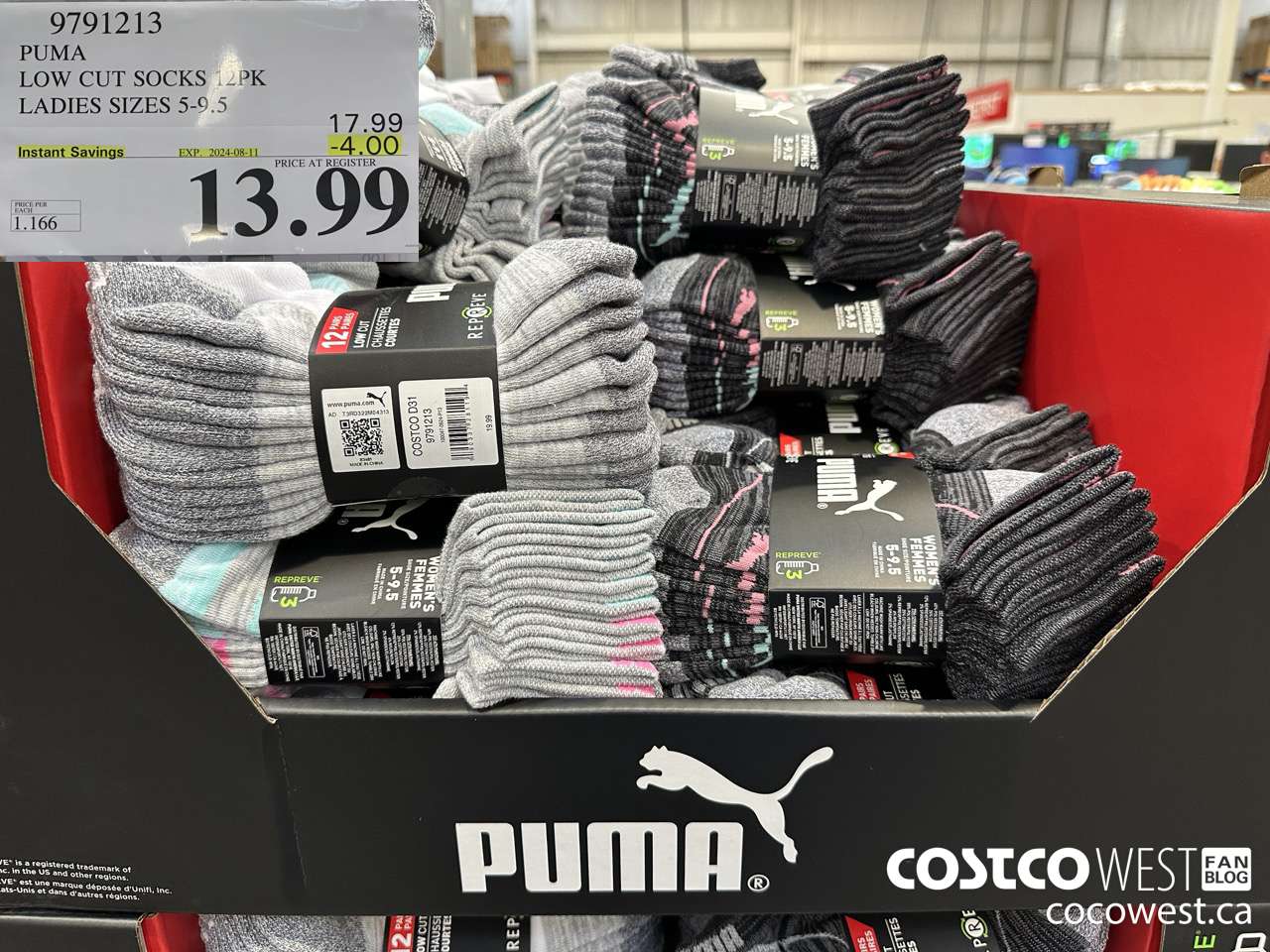9791213 PUMA LOW CUT SOCKS 12PK LADIES SIZES 5-9.5 ($4.00 INSTANT SAVINGS EXPIRES ON 2024-08-11) $13.99