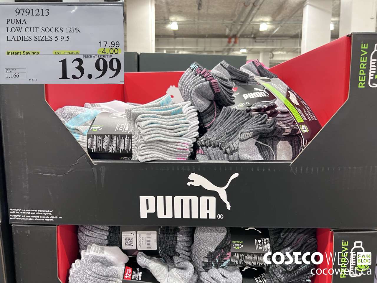 9791213 PUMA LOW CUT SOCKS 12PK LADIES SIZES 5-9.5 ($4.00 INSTANT SAVINGS EXPIRES ON 2024-08-18) $13.99