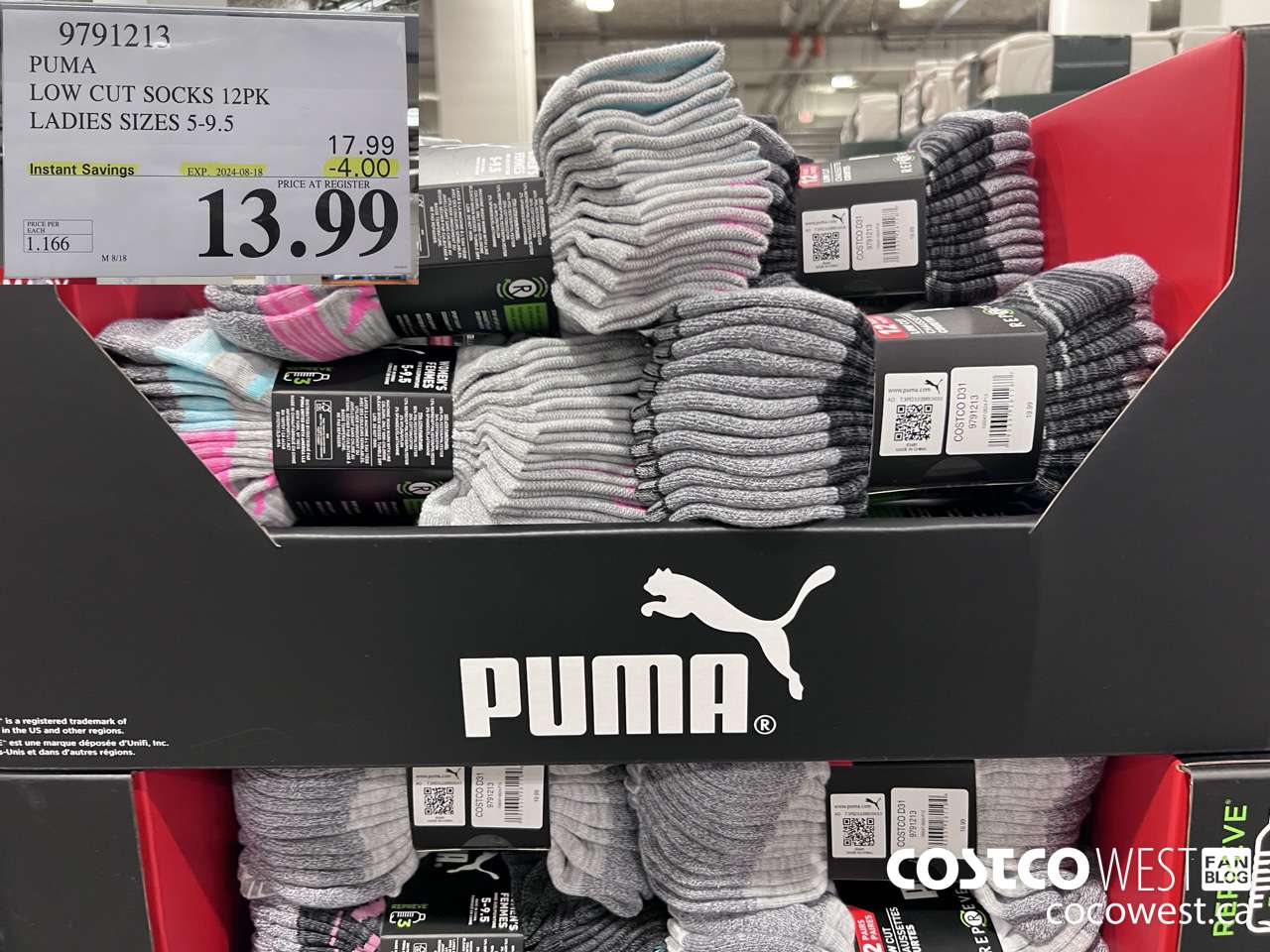 9791213 PUMA LOW CUT SOCKS 12PK LADIES SIZES 5-9.5 ($4.00 INSTANT SAVINGS EXPIRES ON 2024-08-18) $13.99