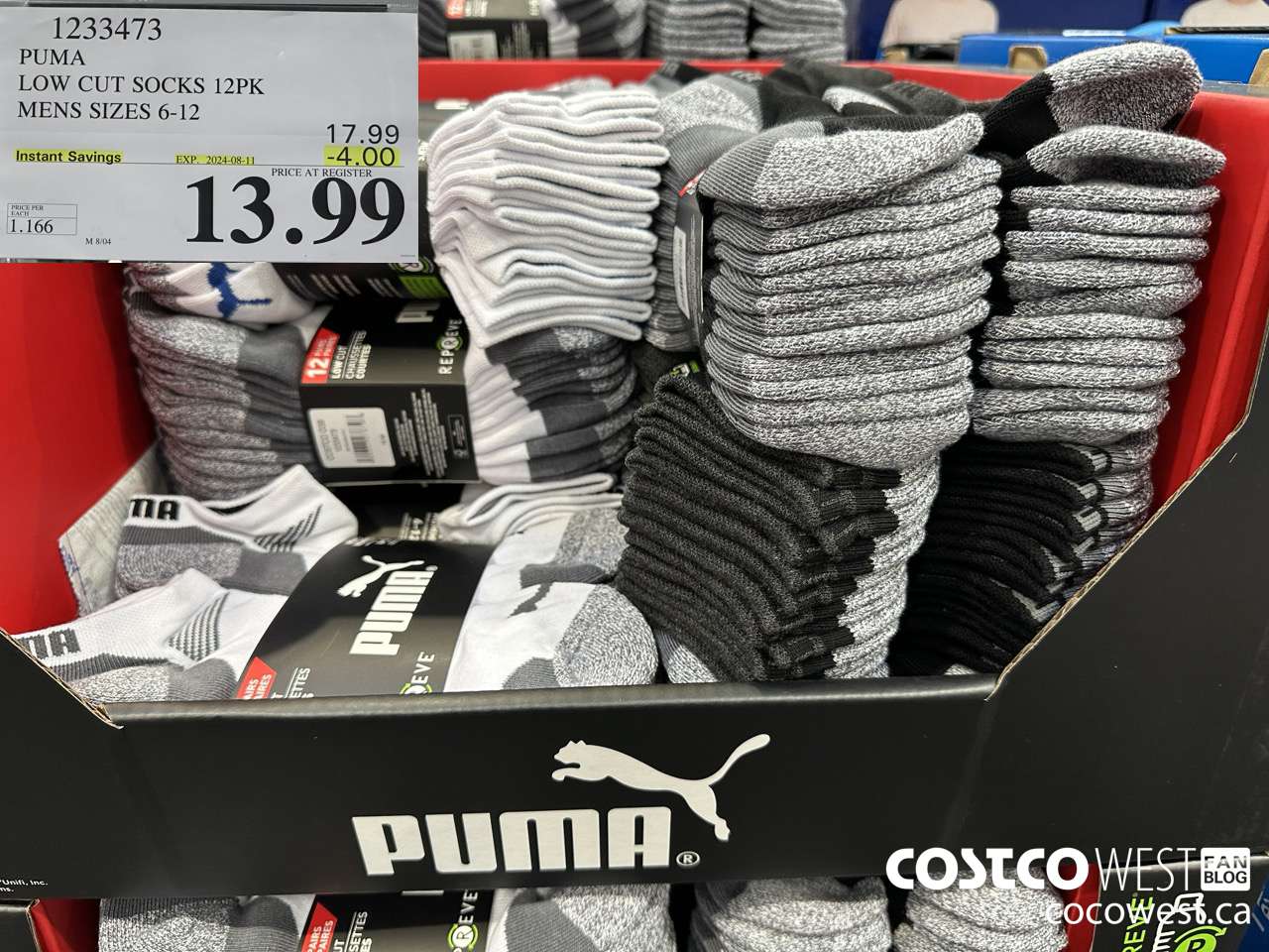 1233473 PUMA LOW CUT SOCK 12PK MENS SIZES 6-12 ($4.00 INSTANT SAVINGS EXPIRES ON 2024-08-11) $13.99