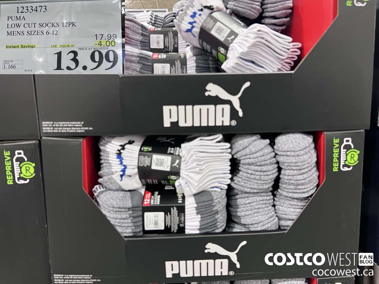 1233473 PUMA LOW CUT SOCK 12PK MENS SIZES 6-12 ($4.00 INSTANT SAVINGS EXPIRES ON 2024-08-18) $13.99
