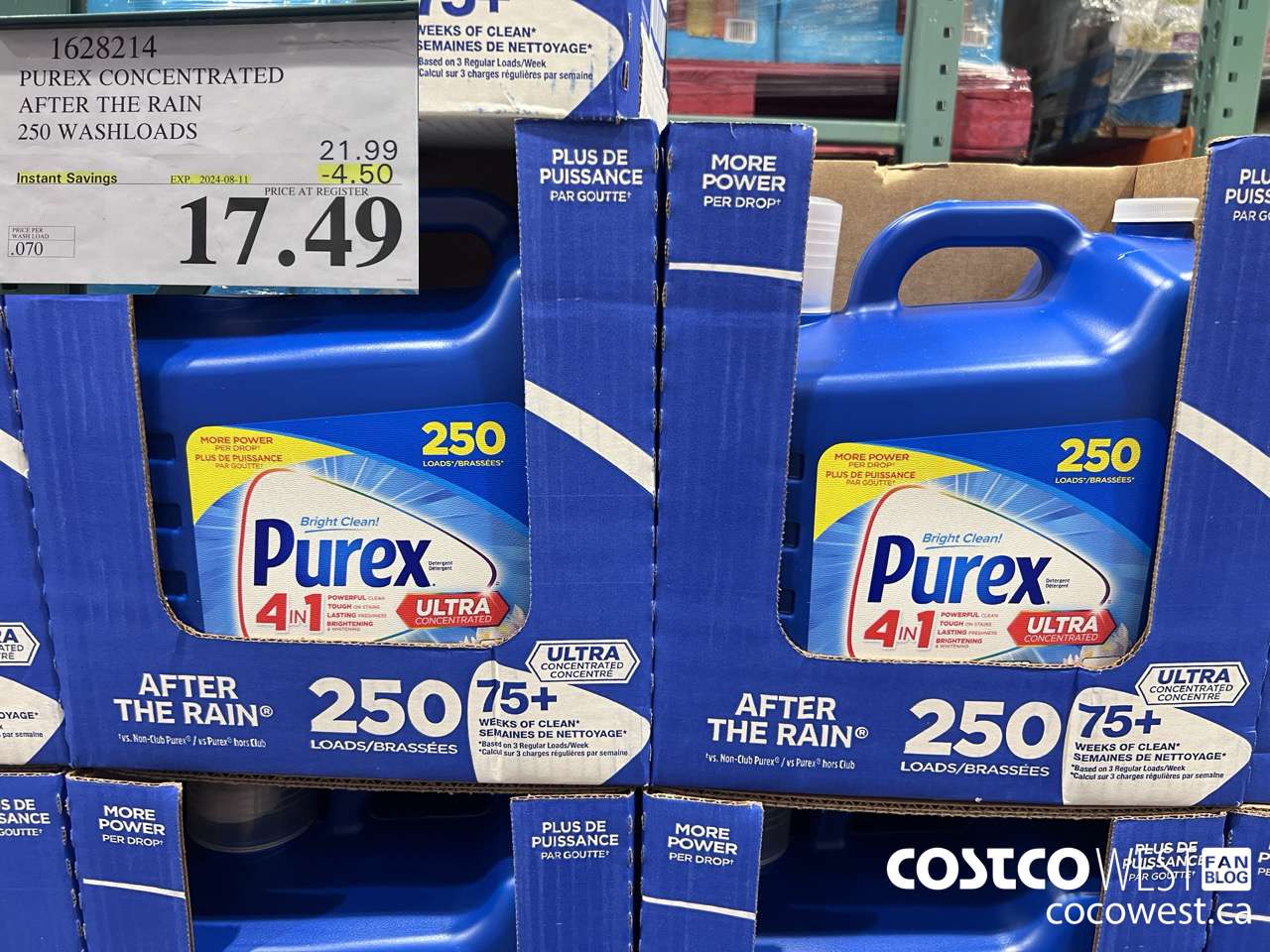 1628214 PUREX CONCENTRATED AFTER THE RAIN 250 WASHLOADS ($4.50 INSTANT SAVINGS EXPIRES ON 2024-08-11) $17.49