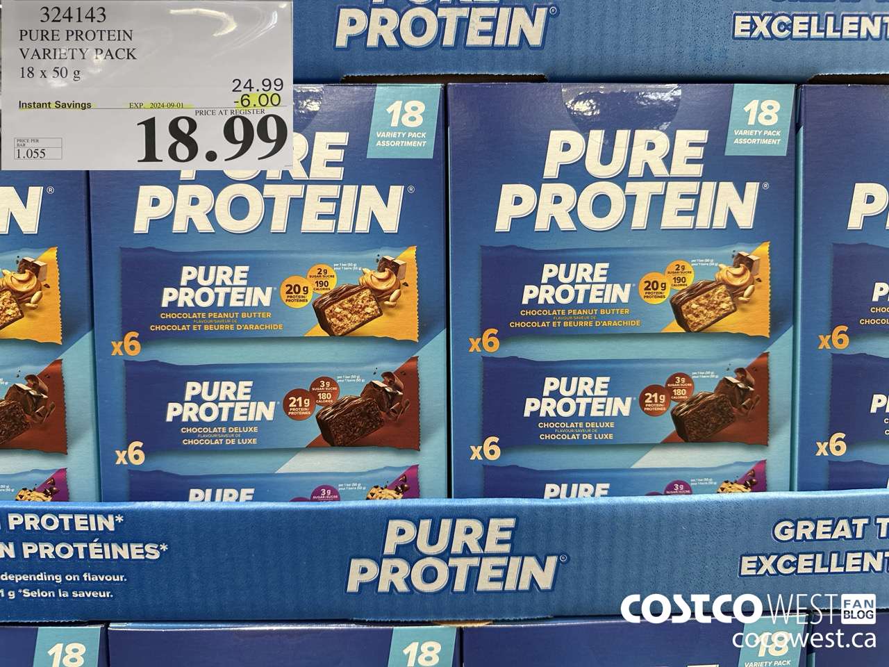 324143 PURE PROTEIN VARIETY PACK 18 X 50G ($6.00 INSTANT SAVINGS EXPIRES ON 2024-09-01) $18.99
