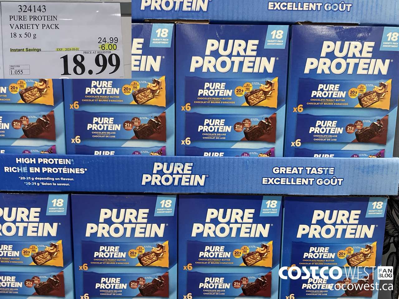 324143 PURE PROTEIN VARIETY PACK 18 X 50G ($6.00 INSTANT SAVINGS EXPIRES ON 2024-09-01) $18.99