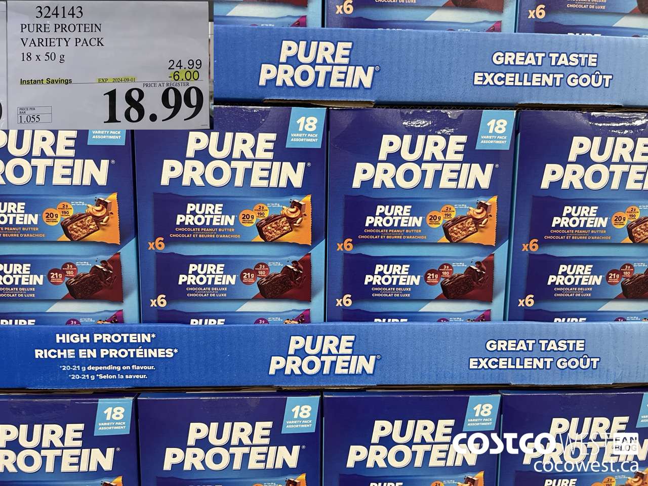 324143 PURE PROTEIN VARIETY PACK 18 X 50G ($6.00 INSTANT SAVINGS EXPIRES ON 2024-09-01) $18.99