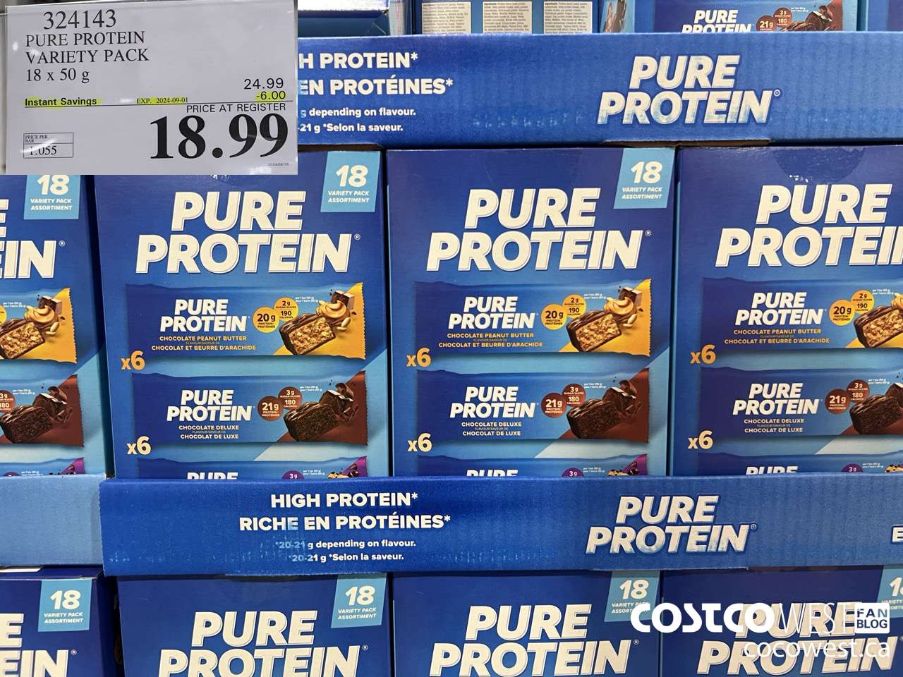 324143 PURE PROTEIN VARIETY PACK 18 X 50G ($6.00 INSTANT SAVINGS EXPIRES ON 2024-09-01) $18.99