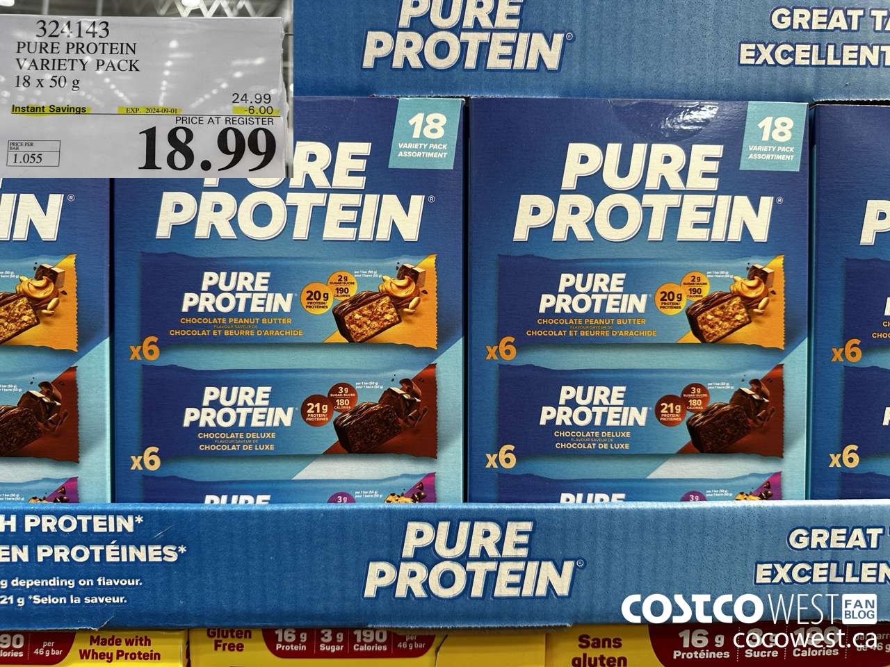 324143 PURE PROTEIN VARIETY PACK 18 X 50G ($6.00 INSTANT SAVINGS EXPIRES ON 2024-09-01) $18.99