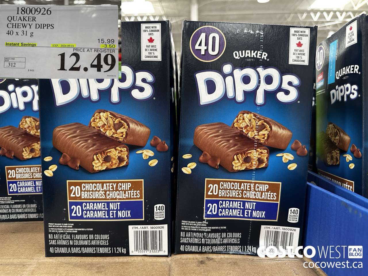 1800926 QUAKER CHEWY DIPPS 40 X 31 G ($3.50 INSTANT SAVINGS EXPIRES ON 2024-09-01) $12.49