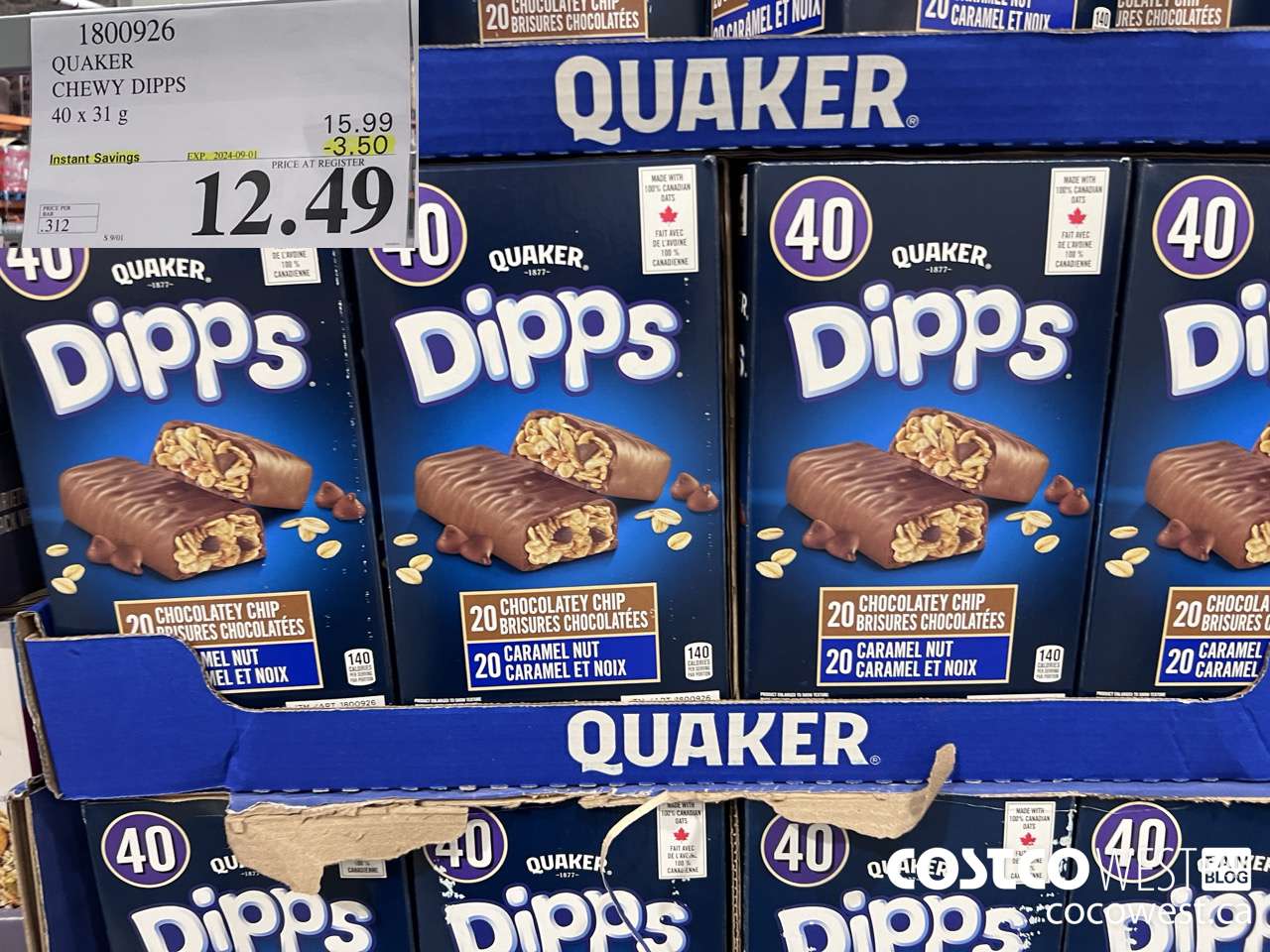1800926 QUAKER CHEWY DIPPS 40 X 31 G ($3.50 INSTANT SAVINGS EXPIRES ON 2024-09-01) $12.49