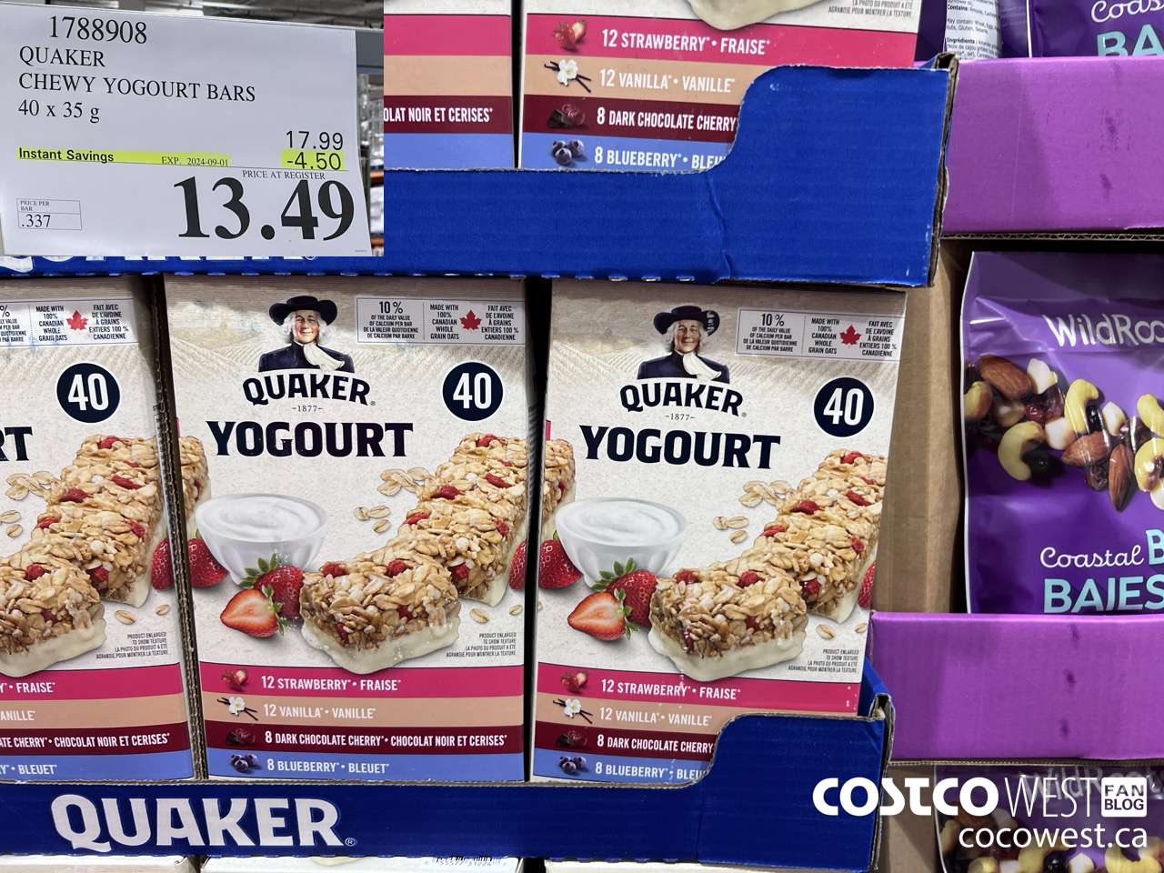 1788908 QUAKER CHEWY YOGOURT BARS 40 X 35 G ($4.50 INSTANT SAVINGS EXPIRES ON 2024-09-01) $13.49
