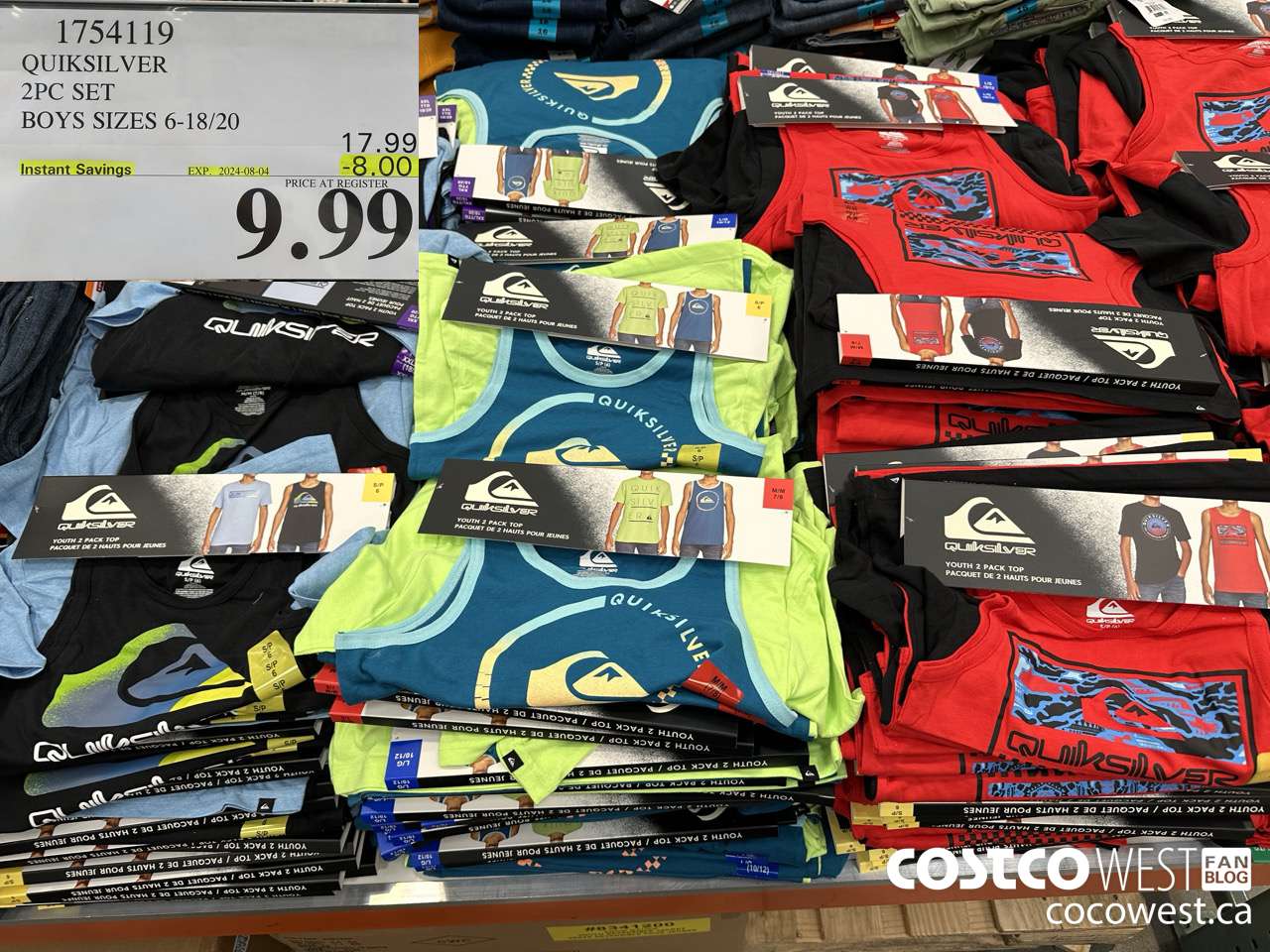 1754119 QUICKSILVER 2PC SET BOYS SIZES 6-18/20 ($8.00 INSTANT SAVINGS EXPIRES ON 2024-08-04) $9.99