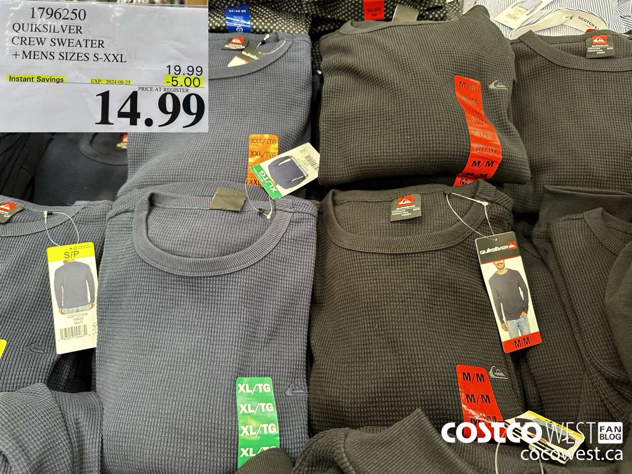 1796250 QUICKSILVER CREW SWEATER MENS SIZES S-XXL ($5.00 INSTANT SAVINGS EXPIRES ON 2024-08-25) $14.99