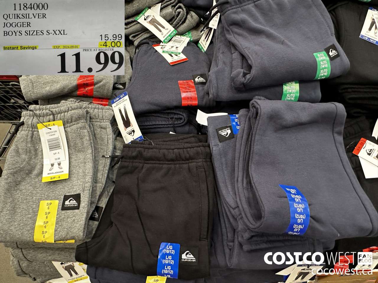 1184000 QUIKSILVER JOGGER BOYS SIZES S-XXL ($4.00 INSTANT SAVINGS EXPIRES ON 2024-09-01) $11.99