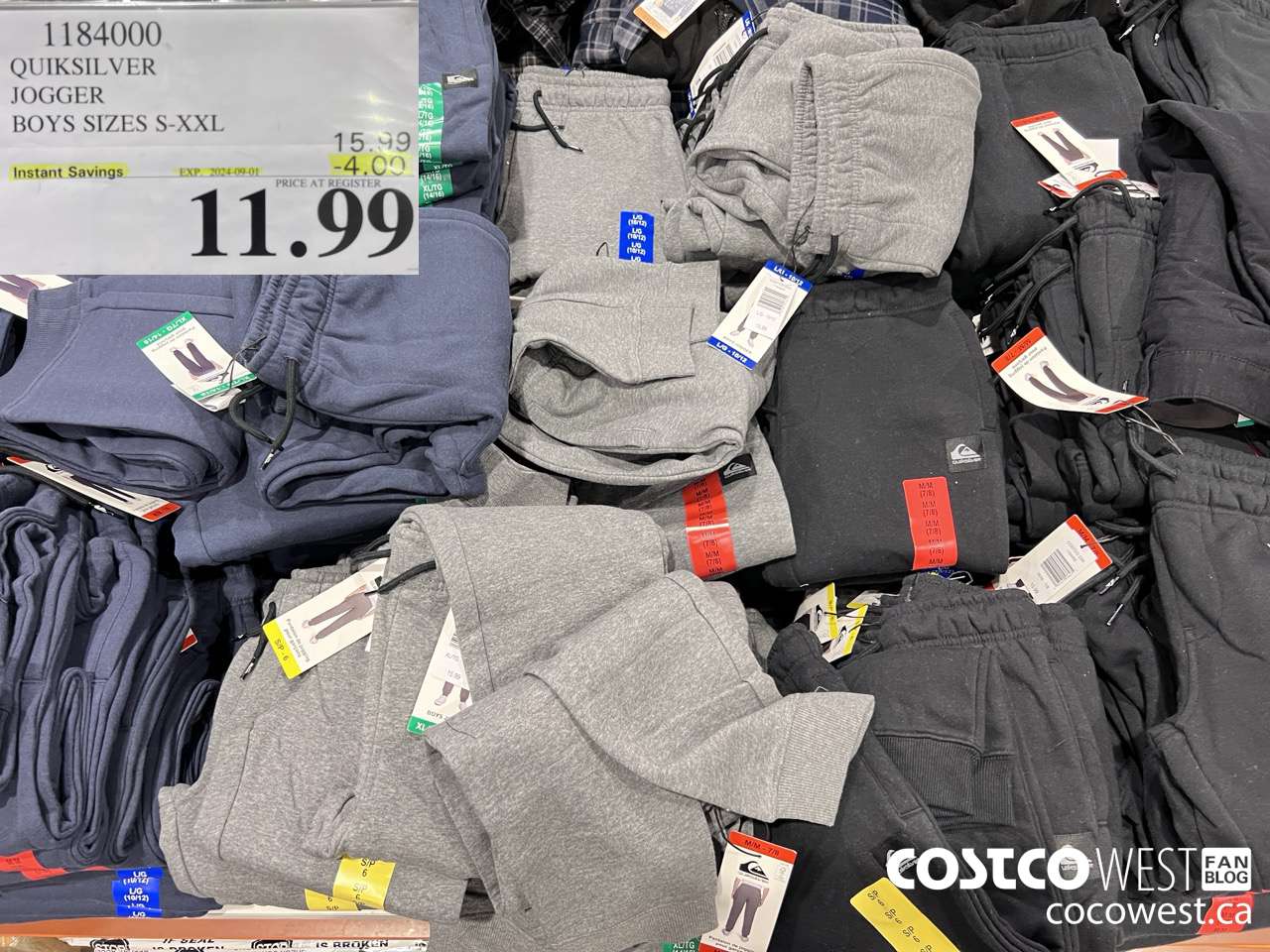 1184000 QUIKSILVER JOGGER BOYS SIZES S-XXL ($4.00 INSTANT SAVINGS EXPIRES ON 2024-09-01) $11.99