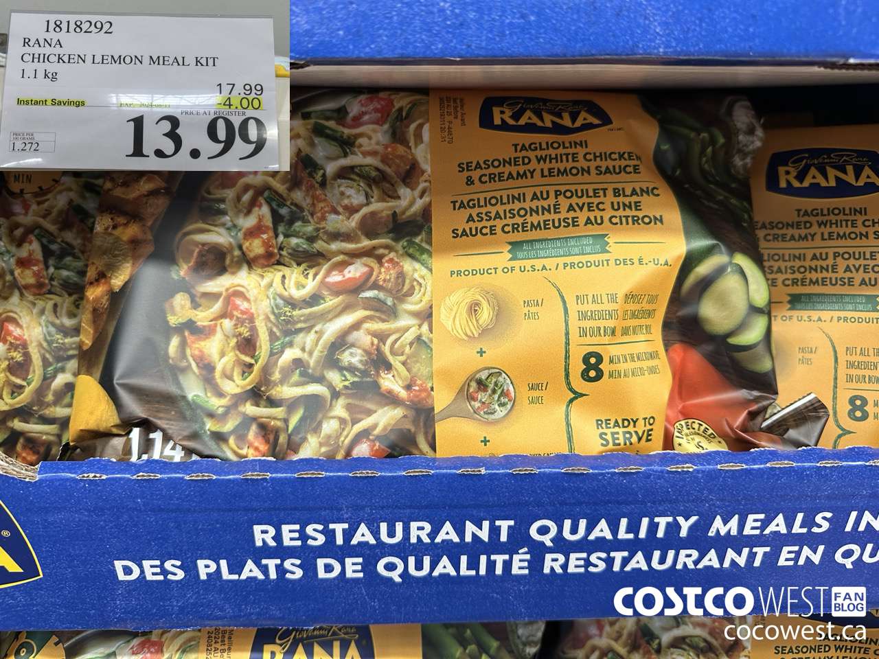 1818292 RANA CHICKEN LEMON MEAL KIT 1.1 KG ($4.00 INSTANT SAVINGS EXPIRES ON 2024-08-11) $13.99