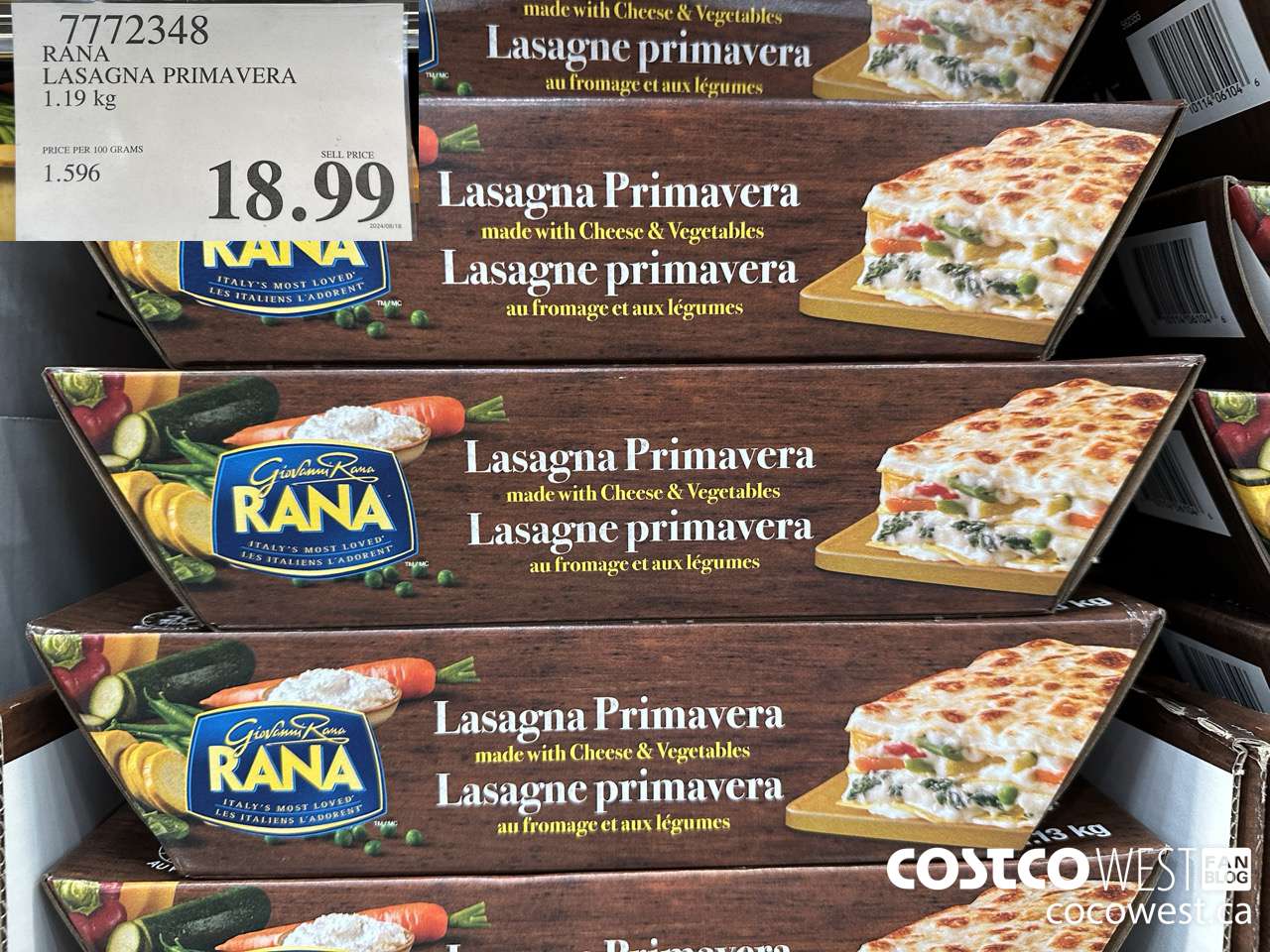 7772348 RANA LASAGNA PRIMAVERA 1.19KG $18.99