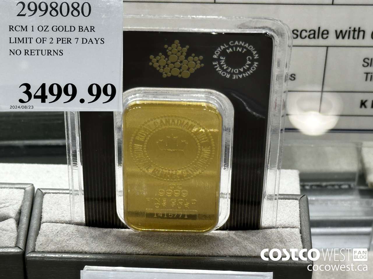 2998080 RCM 1 OZ GOLD BAR LIMIT OF 2 PER 7 DAYS NO RETURNS $3499.99