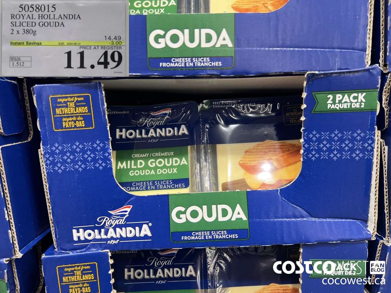 5058015 ROYAL HOLLANDIA SLICED GOUDA 2 x 380g ($3.00 INSTANT SAVINGS EXPIRES ON 2024-08-11) $11.49