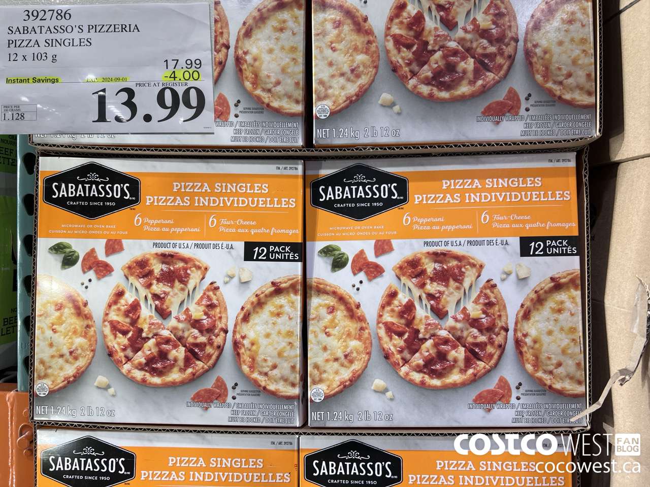 392786 SABATASSO'S PIZZERIA PIZZA SINGLES 12 X 103g ($4.00 INSTANT SAVINGS EXPIRES ON 2024-09-01) $13.99