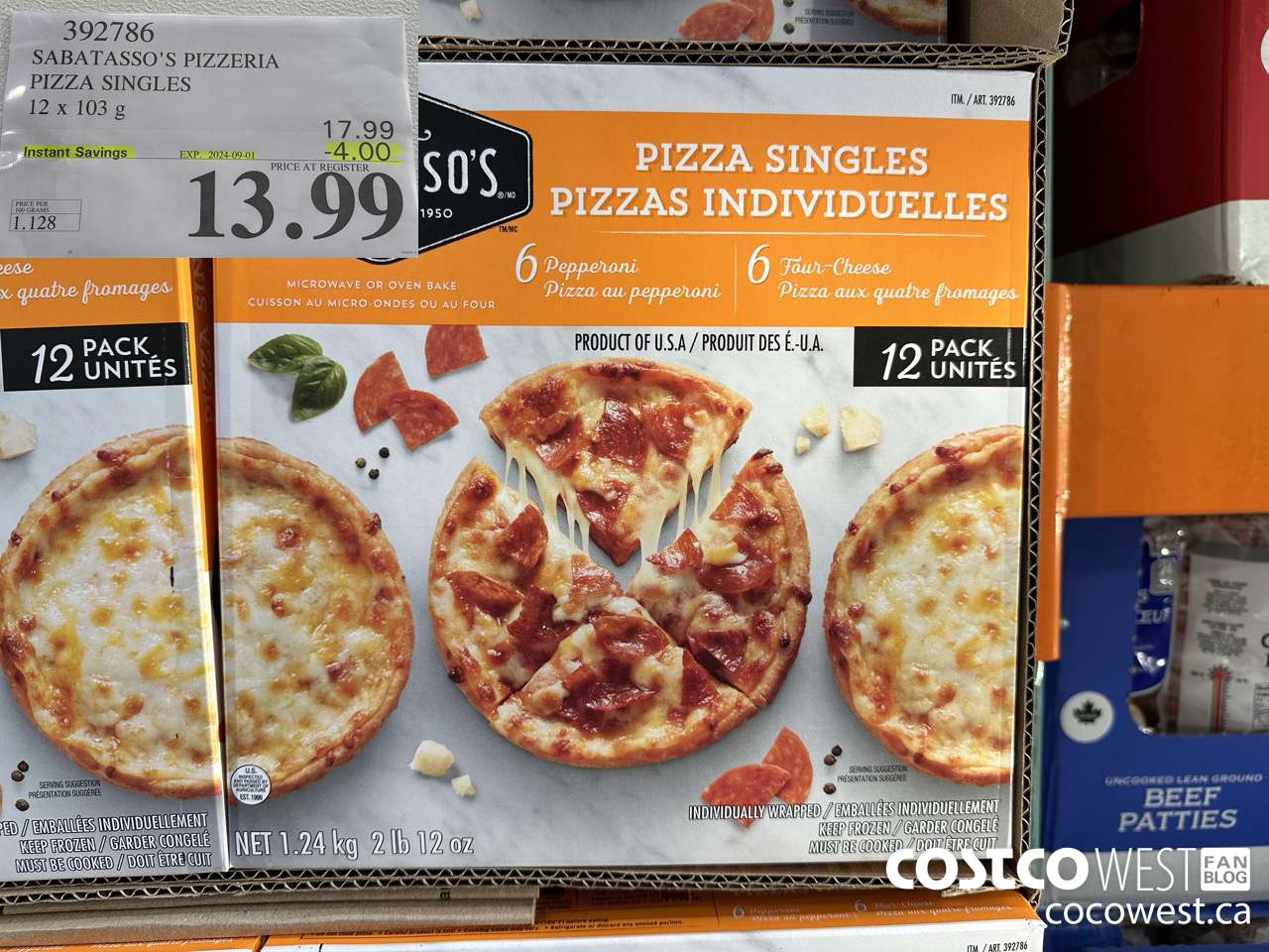 392786 SABATASSO'S PIZZERIA PIZZA SINGLES 12 X 103g ($4.00 INSTANT SAVINGS EXPIRES ON 2024-09-01) $13.99