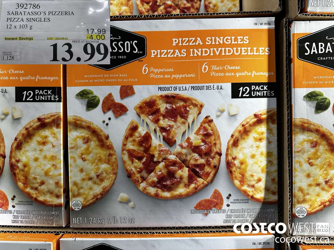 392786 SABATASSO'S PIZZERIA PIZZA SINGLES 12 X 103g ($4.00 INSTANT SAVINGS EXPIRES ON 2024-09-01) $13.99