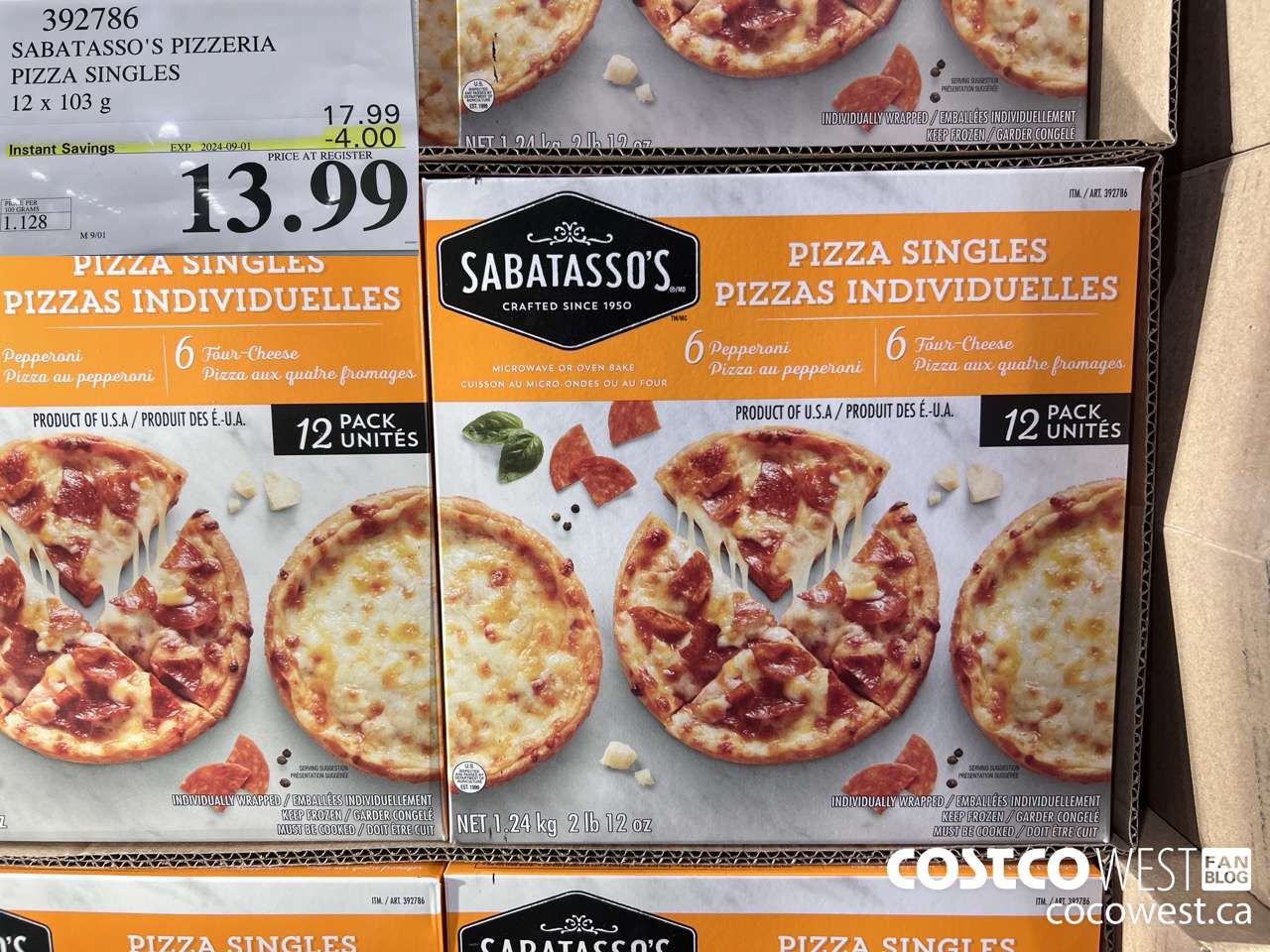 392786 SABATASSO'S PIZZERIA PIZZA SINGLES 12 X 103g ($4.00 INSTANT SAVINGS EXPIRES ON 2024-09-01) $13.99