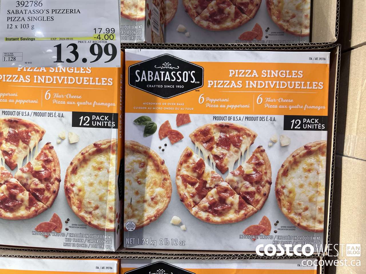 392786 SABATASSO'S PIZZERIA PIZZA SINGLES 12 X 103g ($4.00 INSTANT SAVINGS EXPIRES ON 2024-09-01) $13.99