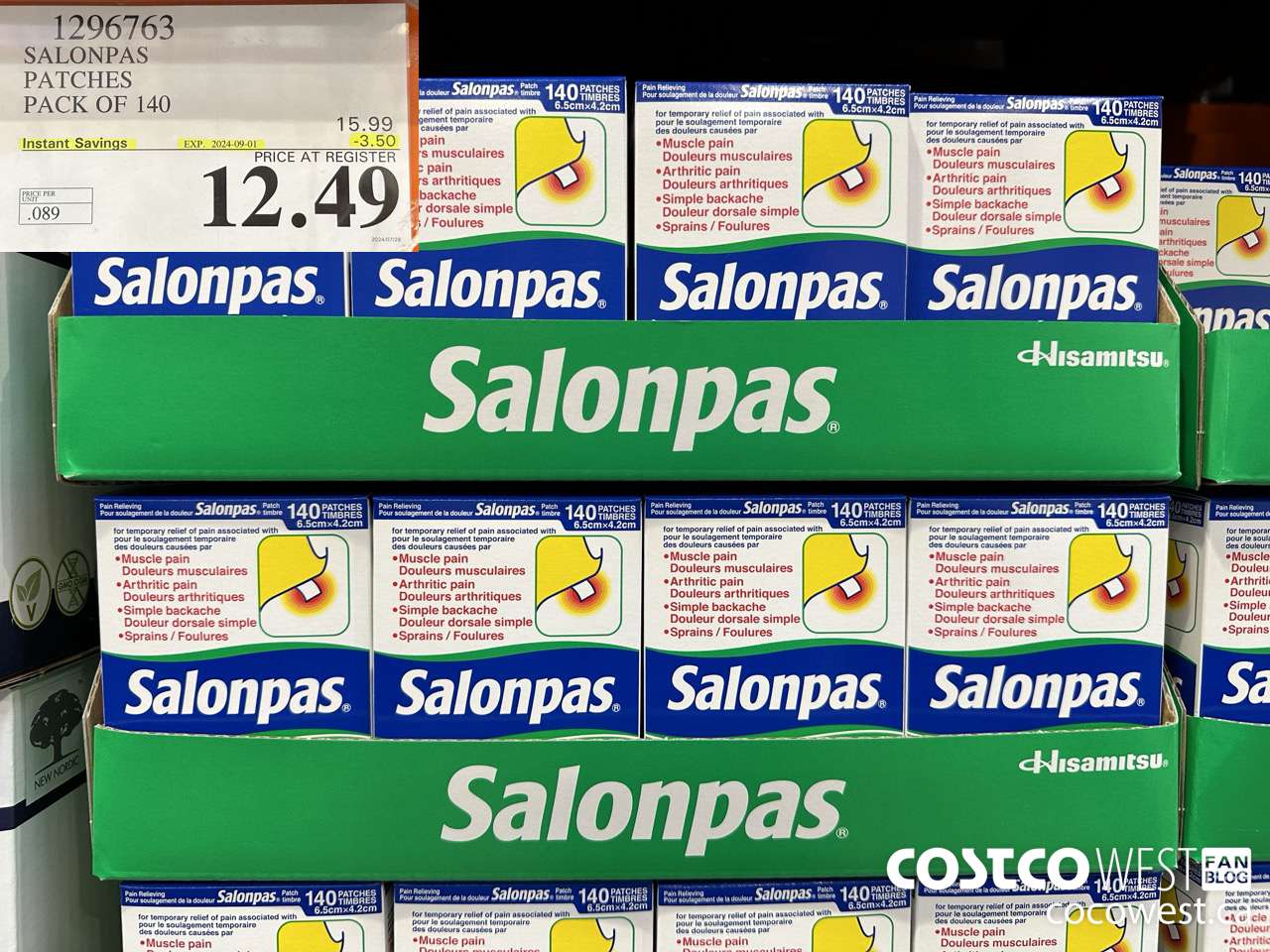 1296763 SALONPAS PATCHES PACK OF 140 ($3.50 INSTANT SAVINGS EXPIRES ON 2024-09-01) $12.49