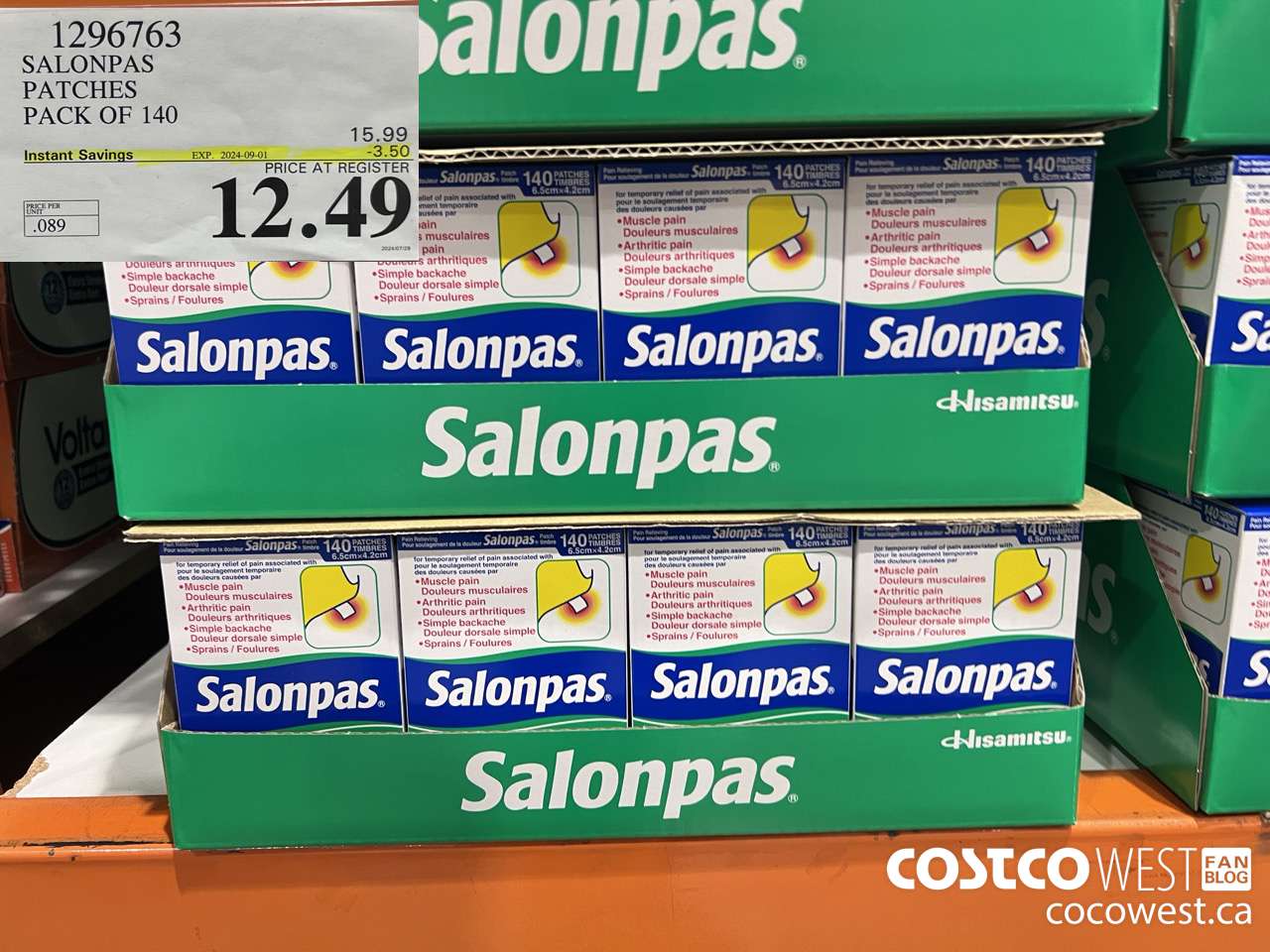 1296763 SALONPAS PATCHES PACK OF 140 ($3.50 INSTANT SAVINGS EXPIRES ON 2024-09-01) $12.49
