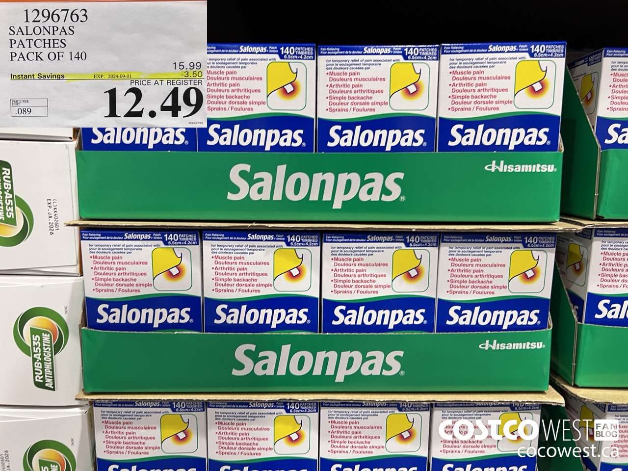 1296763 SALONPAS PATCHES PACK OF 140 ($3.50 INSTANT SAVINGS EXPIRES ON 2024-09-01) $12.49