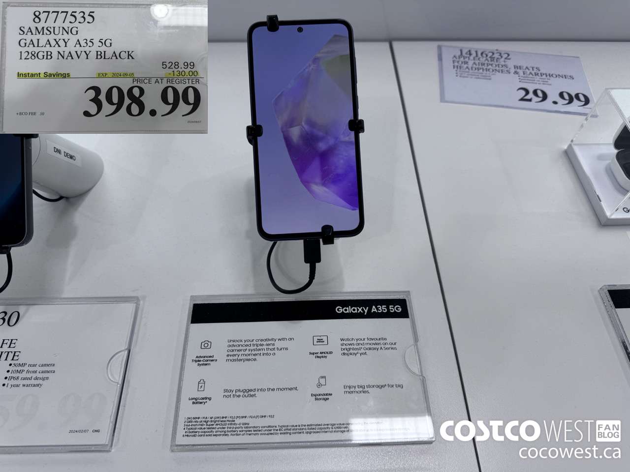 8777535 SAMSUNG GALAXY A35 5G 128GB NAVY BLACK ($130.00 INSTANT SAVINGS EXPIRES ON 2024-09-05) $398.99