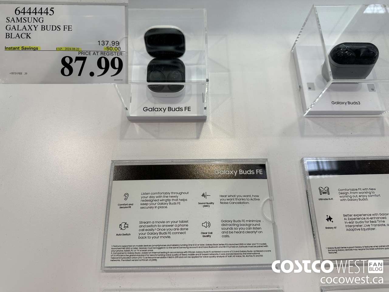 6444445 SAMSUNG GALAXY BUDS FE BLACK ($50.00 INSTANT SAVINGS EXPIRES ON 2024-08-22) $87.99