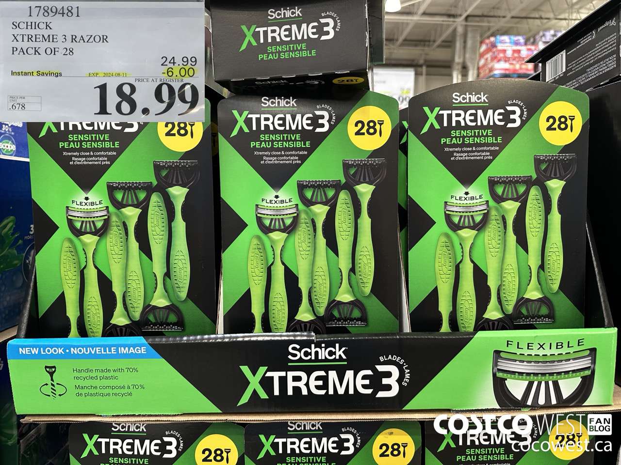 1789481 SCHICK XTREME 3 RAZOR PACK OF 28 ($6.00 INSTANT SAVINGS EXPIRES ON 2024-08-11) $18.99