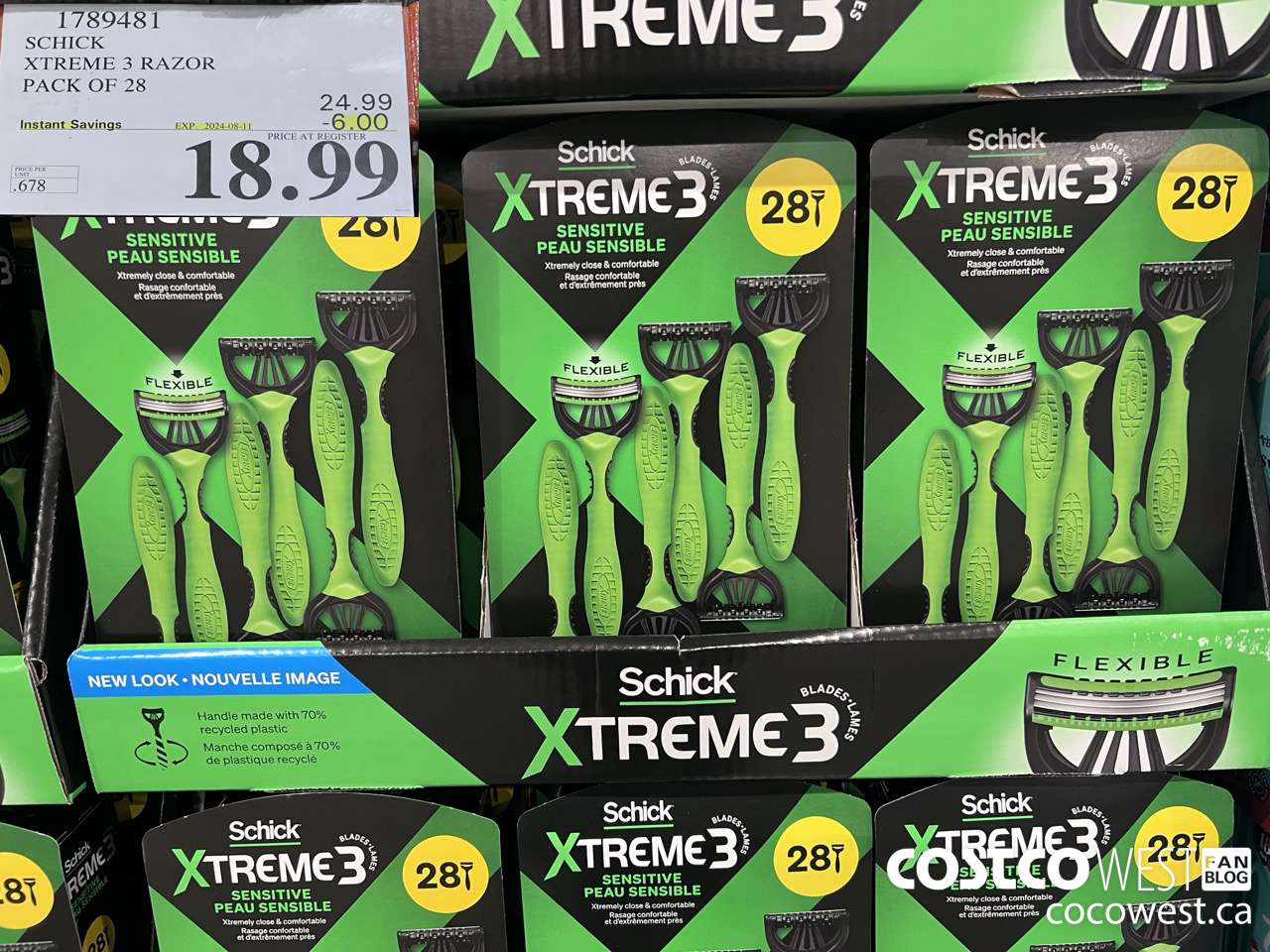 1789481 SCHICK XTREME 3 RAZOR PACK OF 28 ($6.00 INSTANT SAVINGS EXPIRES ON 2024-08-11) $18.99