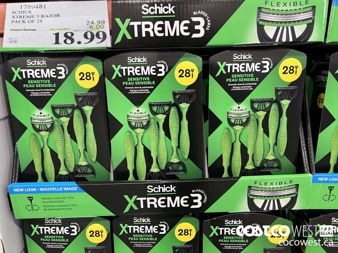 1789481 SCHICK XTREME 3 RAZOR PACK OF 28 ($6.00 INSTANT SAVINGS EXPIRES ON 2024-08-11) $18.99
